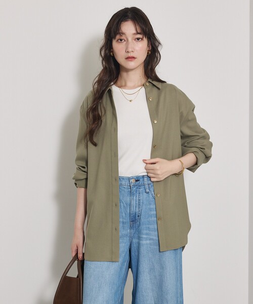 qualite（カリテ）の「【セットアップ対応】ソフトサキソニー2WAYシャツ（シャツ/ブラウス・レディース・グレー/カーキ・フリー）」の22枚目の写真