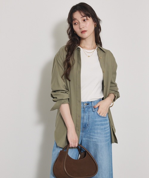 qualite（カリテ）の「【セットアップ対応】ソフトサキソニー2WAYシャツ（シャツ/ブラウス・レディース・グレー/カーキ・フリー）」の10枚目の写真