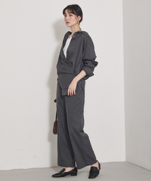 qualite（カリテ）の「【セットアップ対応】ソフトサキソニー2WAYシャツ（シャツ/ブラウス・レディース・グレー/カーキ・フリー）」の12枚目の写真