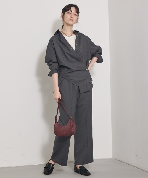 qualite（カリテ）の「【セットアップ対応】ソフトサキソニー2WAYシャツ（シャツ/ブラウス・レディース・グレー/カーキ・フリー）」の13枚目の写真