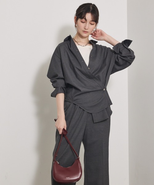 qualite（カリテ）の「【セットアップ対応】ソフトサキソニー2WAYシャツ（シャツ/ブラウス・レディース・グレー/カーキ・フリー）」の14枚目の写真