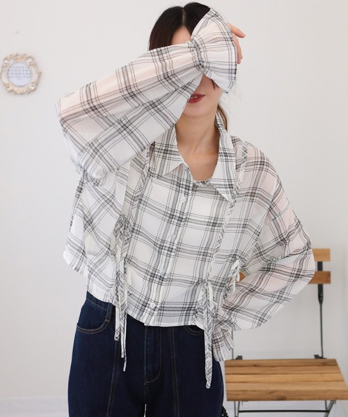 CRANK ダブルリボン長袖トップス ホワイト MUSINSA公式 | CRANK ダブル