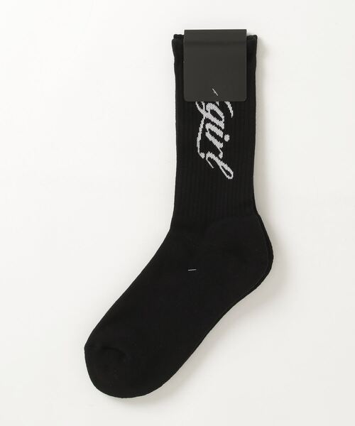 X-girl（エックスガール）の「SIGN PAINTING LOGO RIB SOCKS（ソックス/靴下・レディース・ブラック/ホワイト・ONE SIZE）」の7枚目の写真