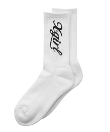 X-girl（エックスガール）の「SIGN PAINTING LOGO RIB SOCKS（ソックス/靴下・レディース）」