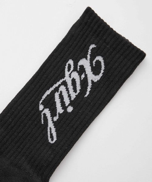 X-girl（エックスガール）の「SIGN PAINTING LOGO RIB SOCKS（ソックス/靴下・レディース・ブラック/ホワイト・ONE SIZE）」の5枚目の写真