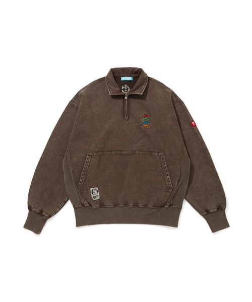 ICECREAM（アイスクリーム）の「EMBORIDERED LOGO DAMAGED HALF ZIP SWEATSHIRT（スウェット・メンズ・グレー/ブラック/ブラウン・X-LARGE/LARGE/MEDIUM/SMALL）」の3枚目の写真
