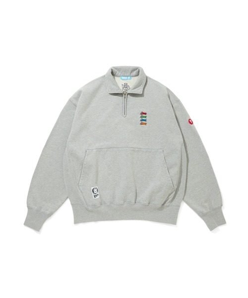 ICECREAM（アイスクリーム）の「EMBORIDERED LOGO DAMAGED HALF ZIP SWEATSHIRT（スウェット・メンズ・グレー/ブラック/ブラウン・X-LARGE/LARGE/MEDIUM/SMALL）」の2枚目の写真