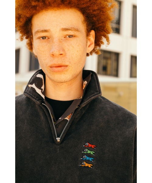 ICECREAM（アイスクリーム）の「EMBORIDERED LOGO DAMAGED HALF ZIP SWEATSHIRT（スウェット・メンズ・グレー/ブラック/ブラウン・X-LARGE/LARGE/MEDIUM/SMALL）」の9枚目の写真