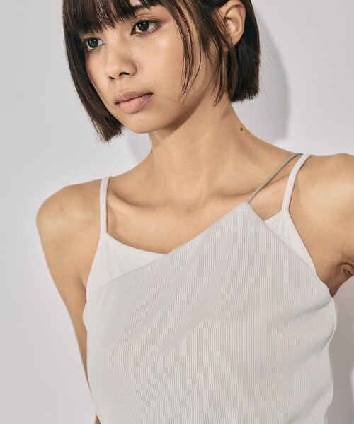 UNITED TOKYO（ユナイテッドトウキョウ）の「ベロアコンビカップインキャミソール｜ウォッシャブル/カップ付きキャミ/レイヤード/春服（キャミソール・レディース・ブラック/ホワイト・FREE）」の2枚目の写真