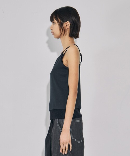 UNITED TOKYO（ユナイテッドトウキョウ）の「ベロアコンビカップインキャミソール｜ウォッシャブル/カップ付きキャミ/レイヤード/春服（キャミソール・レディース・ブラック/ホワイト・FREE）」の8枚目の写真