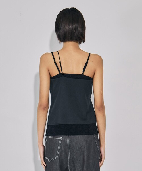 UNITED TOKYO（ユナイテッドトウキョウ）の「ベロアコンビカップインキャミソール｜ウォッシャブル/カップ付きキャミ/レイヤード/春服（キャミソール・レディース・ブラック/ホワイト・FREE）」の9枚目の写真