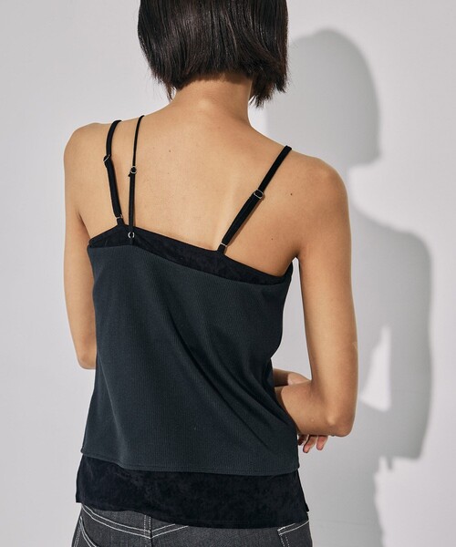 UNITED TOKYO（ユナイテッドトウキョウ）の「ベロアコンビカップインキャミソール｜ウォッシャブル/カップ付きキャミ/レイヤード/春服（キャミソール・レディース・ブラック/ホワイト・FREE）」の10枚目の写真