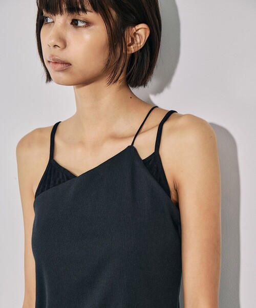 UNITED TOKYO（ユナイテッドトウキョウ）の「ベロアコンビカップインキャミソール｜ウォッシャブル/カップ付きキャミ/レイヤード/春服（キャミソール・レディース・ブラック/ホワイト・FREE）」の11枚目の写真