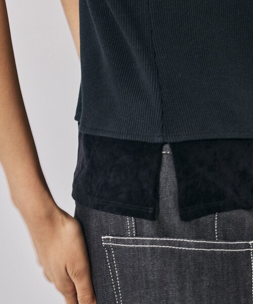 UNITED TOKYO（ユナイテッドトウキョウ）の「ベロアコンビカップインキャミソール｜ウォッシャブル/カップ付きキャミ/レイヤード/春服（キャミソール・レディース・ブラック/ホワイト・FREE）」の12枚目の写真