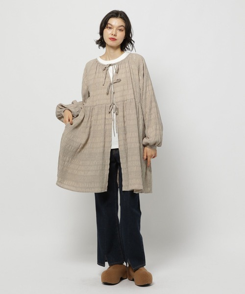 niko and...（ニコアンド）の「モールギャザーチュニックワンピース（ワンピース・レディース・ライトグレー/ブラック/キャメル・FREE）」の4枚目の写真