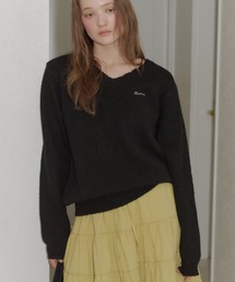 GIUNON | loose scallop v-neck knit / ルーズスカラップVネックニット(ニット/セーター)
