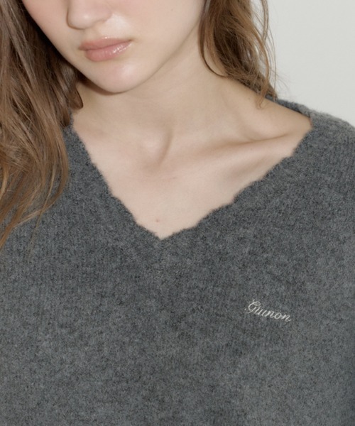 loose scallop v-neck knit / ルーズスカラップVネックニット（ニット