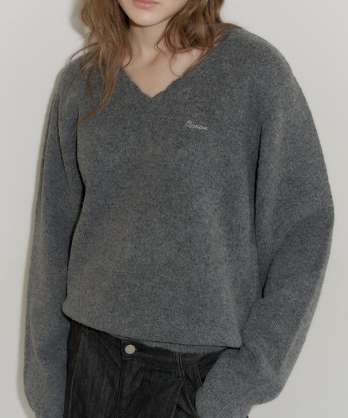 GIUNON（ジウノン）の「loose scallop v-neck knit / ルーズスカラップVネックニット（ニット/セーター・レディース・グリーン/ブラック/グレー/ブルー・FREE）」の18枚目の写真