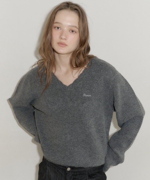 loose scallop v-neck knit / ルーズスカラップVネックニット（ニット