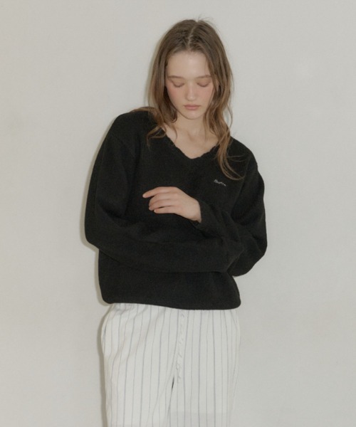 loose scallop v-neck knit / ルーズスカラップVネックニット（ニット