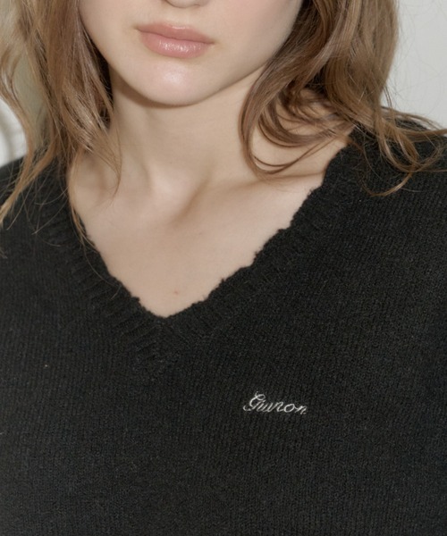 loose scallop v-neck knit / ルーズスカラップVネックニット（ニット