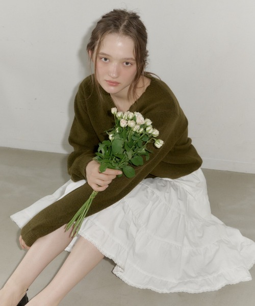 loose scallop v-neck knit / ルーズスカラップVネックニット（ニット