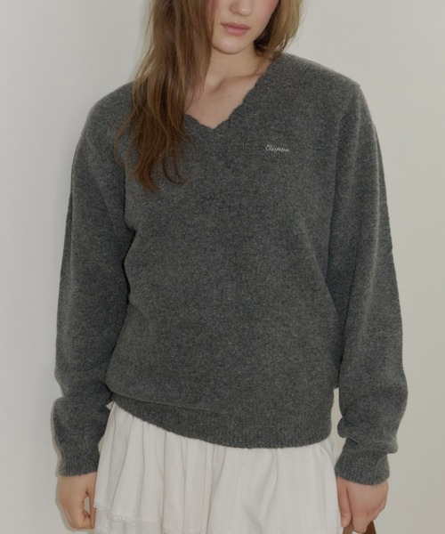 loose scallop v-neck knit / ルーズスカラップVネックニット（ニット