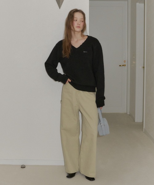 loose scallop v-neck knit / ルーズスカラップVネックニット（ニット