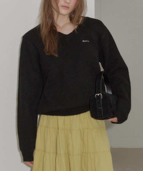 loose scallop v-neck knit / ルーズスカラップVネックニット（ニット