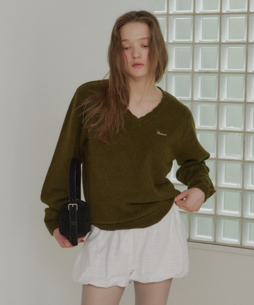 loose scallop v-neck knit / ルーズスカラップVネックニット（ニット