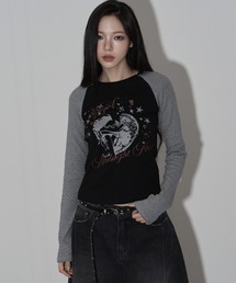 A'GEM/9 × .kom 『MIDNIGHT MOVE/ミッドナイトムーブ』ST ANGEL LONG SLEEVE/ ラグラン切り替え エンジェルスターデザイン 長袖Tシャツ/カットソー