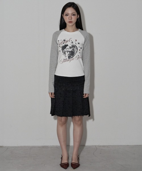 Midnight Move（ミッドナイトムーブ）の「A'GEM/9 × .kom 『MIDNIGHT MOVE/ミッドナイトムーブ』ST ANGEL LONG SLEEVE/ ラグラン切り替え エンジェルスターデザイン 長袖Tシャツ/カットソー（Tシャツ/カットソー・レディース・アイボリー/ブラック/グレー・FREE）」の15枚目の写真