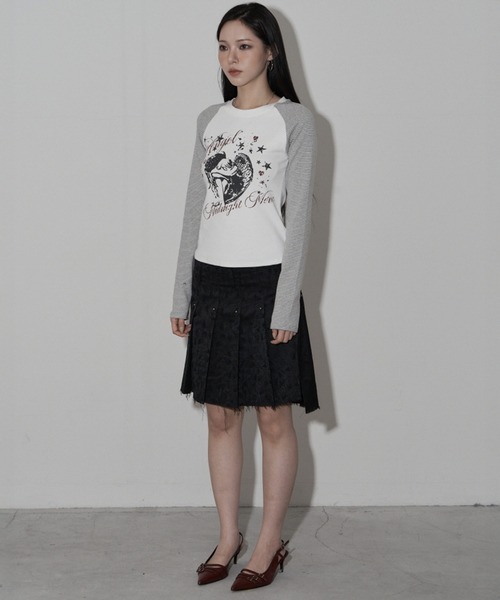 Midnight Move（ミッドナイトムーブ）の「A'GEM/9 × .kom 『MIDNIGHT MOVE/ミッドナイトムーブ』ST ANGEL LONG SLEEVE/ ラグラン切り替え エンジェルスターデザイン 長袖Tシャツ/カットソー（Tシャツ/カットソー・レディース・アイボリー/ブラック/グレー・FREE）」の16枚目の写真