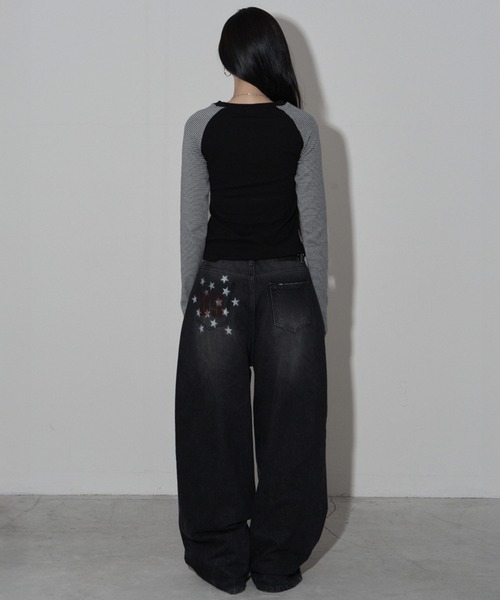 Midnight Move（ミッドナイトムーブ）の「A'GEM/9 × .kom 『MIDNIGHT MOVE/ミッドナイトムーブ』ST ANGEL LONG SLEEVE/ ラグラン切り替え エンジェルスターデザイン 長袖Tシャツ/カットソー（Tシャツ/カットソー・レディース・アイボリー/ブラック/グレー・FREE）」の22枚目の写真