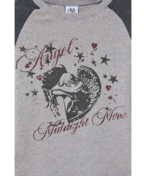Midnight Move（ミッドナイトムーブ）の「A'GEM/9 × .kom 『MIDNIGHT MOVE/ミッドナイトムーブ』ST ANGEL LONG SLEEVE/ ラグラン切り替え エンジェルスターデザイン 長袖Tシャツ/カットソー（Tシャツ/カットソー・レディース・アイボリー/ブラック/グレー・FREE）」の12枚目の写真