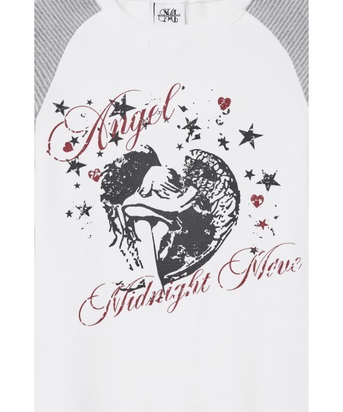 Midnight Move（ミッドナイトムーブ）の「A'GEM/9 × .kom 『MIDNIGHT MOVE/ミッドナイトムーブ』ST ANGEL LONG SLEEVE/ ラグラン切り替え エンジェルスターデザイン 長袖Tシャツ/カットソー（Tシャツ/カットソー・レディース・アイボリー/ブラック/グレー・FREE）」の10枚目の写真