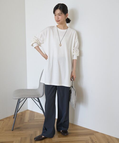 AMERICAN HOLIC(アメリカンホリック)の「コットンロング丈プルオーバー(Tシャツ/カットソー・レディース・オフホワイト/チャコールグレー/ブラック・FREE)」の19枚目の写真