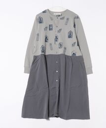 SUPER HAKKA（スーパーハッカ）の「SUPER　HAKKA×保坂優子　「窓と庭」刺繍裏毛＋レーヨンローンワンピース（ワンピース）」