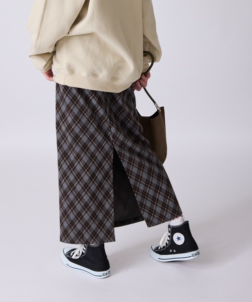 AO2（アオズ）の「バイヤスチェック バックスリットスカート（スカート・レディース・ネイビー/ブラウン/ブルー・FREE）」の8枚目の写真