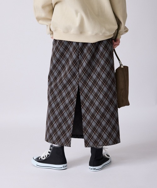 AO2（アオズ）の「バイヤスチェック バックスリットスカート（スカート・レディース・ネイビー/ブラウン/ブルー・FREE）」の12枚目の写真