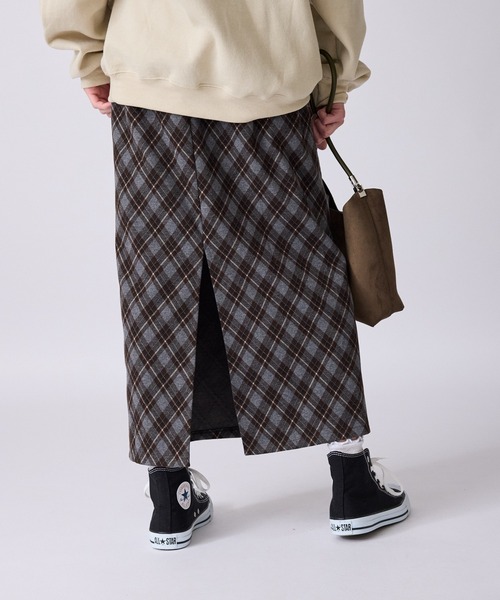 AO2（アオズ）の「バイヤスチェック バックスリットスカート（スカート・レディース・ネイビー/ブラウン/ブルー・FREE）」の9枚目の写真