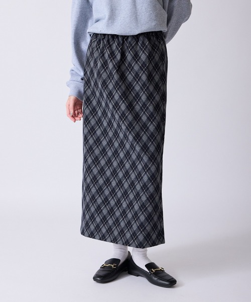 AO2（アオズ）の「バイヤスチェック バックスリットスカート（スカート・レディース・ネイビー/ブラウン/ブルー・FREE）」の19枚目の写真