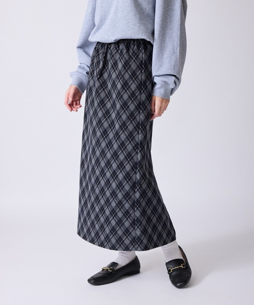 AO2（アオズ）の「バイヤスチェック バックスリットスカート（スカート・レディース・ネイビー/ブラウン/ブルー・FREE）」の21枚目の写真