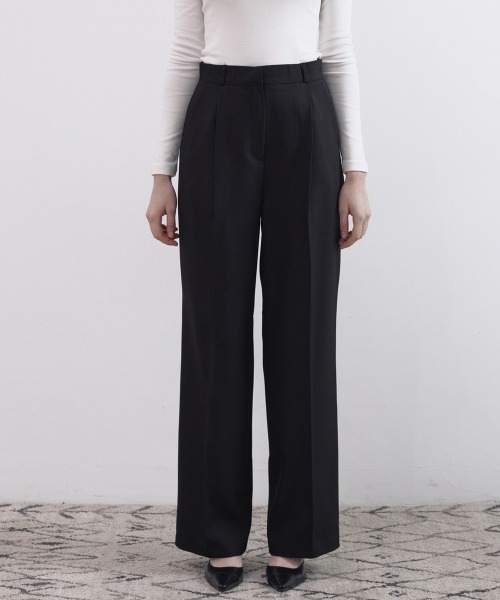 by muni:r（バイ ムニール）の「【低身長/高身長/サイズ展開有/5色展開】ピンタックワイドスラックス（スラックス・レディース・ブラウン/チャコールグレー/ブラック/ライトベージュ/ライトグレー・M-Regular/M-Long/S-Long/S-Regular）」の13枚目の写真