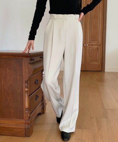 by muni:r（バイ ムニール）の「【低身長/高身長/サイズ展開有/5色展開】ピンタックワイドスラックス（スラックス・レディース・ブラウン/チャコールグレー/ブラック/ライトベージュ/ライトグレー・M-Regular/M-Long/S-Long/S-Regular）」の16枚目の写真