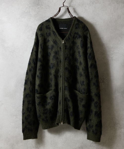 LEOPARD JACQUARD KNIT ZIP-UP CARDIGAN / レオパード