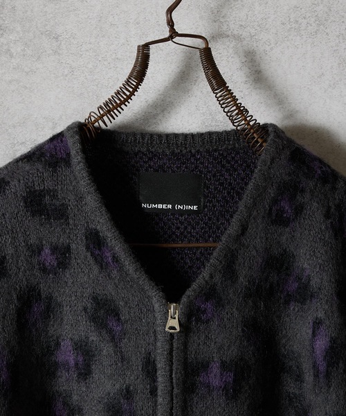 number nine ヒョウ柄カーディガン LEOPARD JACQUARD KNIT ZIP-UP CARDIGAN / レオパード
