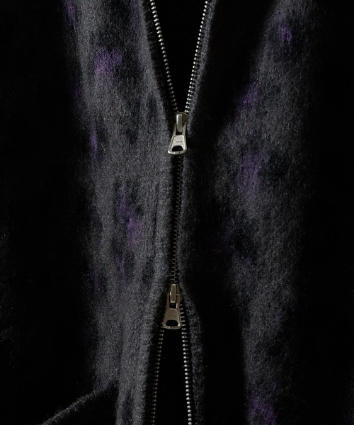 LEOPARD JACQUARD KNIT ZIP-UP CARDIGAN / レオパード