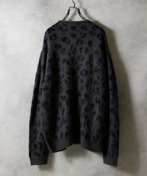 number nine ヒョウ柄カーディガン LEOPARD JACQUARD KNIT ZIP-UP CARDIGAN / レオパード