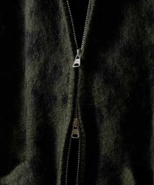 LEOPARD JACQUARD KNIT ZIP-UP CARDIGAN / レオパード